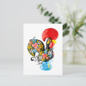 Berühmtes Rooster von Barcelos Nr. 06 - Floral edi Postkarte (Stehend Vorderseite)