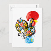 Berühmtes Rooster von Barcelos Nr. 06 - Floral edi Postkarte (Vorne/Hinten)