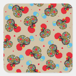 Berühmtes Rooster von Barcelos Nr. 06 Muster Quadratischer Aufkleber