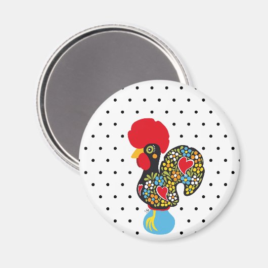 Berühmtes Rooster von Barcelos Nr. 06 - Polka Dots Magnet (Vorderseite/Rückseite)