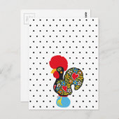 Berühmtes Rooster von Barcelos Nr. 06 - Polka Dots Postkarte (Vorne/Hinten)