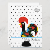 Berühmtes Rooster von Barcelos Nr. 09 - Polka Dots Einladung (Vorne/Hinten)