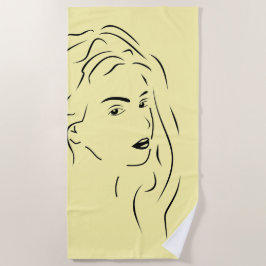 Berührende Schwarze Linie Stilisierte Frauen Visue Strandtuch