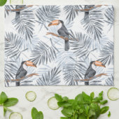 Berührungen und Blätter aus Palmen. Grau Geschirrtuch (Gefaltet)