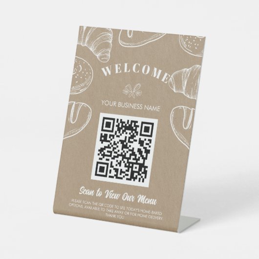 berührungslose QR-Code-Prüfung auf Bestellung-Menü Sockelschild (Vorderseite)