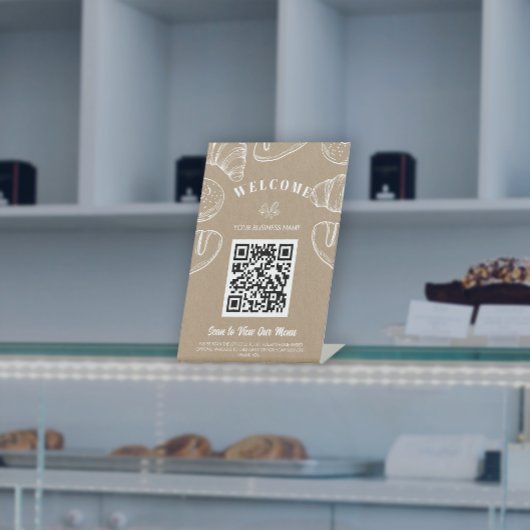 berührungslose QR-Code-Prüfung auf Bestellung-Menü Sockelschild