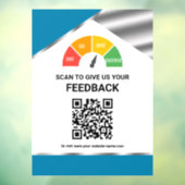 Berührungsloser QR-Code Kundenfeedback Blau Fensteraufkleber (Blatt 3)