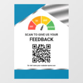 Berührungsloser QR-Code Kundenfeedback Blau Fensteraufkleber (Blatt)