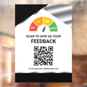 Berührungsloser QR-Code Kundenfeedback Schwarz Fensteraufkleber