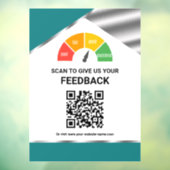 Berührungsloser QR-Code Kundenfeedback Teal Fensteraufkleber (Blatt 3)