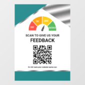 Berührungsloser QR-Code Kundenfeedback Teal Fensteraufkleber (Blatt)