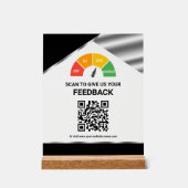 Berührungsloses QR-Code-Kundenfeedback Schwarz Acrylschild (Vorderseite)