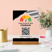 Berührungsloses QR-Code-Kundenfeedback Schwarz Acrylschild (Hochzeit)