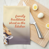 Berührungsmoment zwischen Mutter Giraffe und Kalb Geschirrtuch (Viertel Falte)