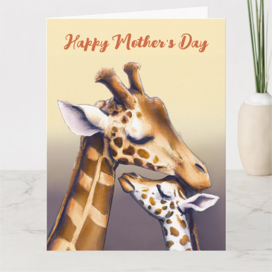 Berührungsmoment zwischen Mutter Giraffe und Kalb Karte (Vorderseite)