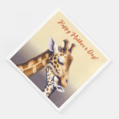 Berührungsmoment zwischen Mutter Giraffe und Kalb Serviette (Ecke)