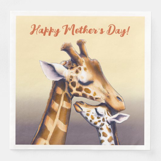 Berührungsmoment zwischen Mutter Giraffe und Kalb Serviette (Vorderseite)