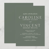 BERYL Formal Green Wedding Einladung (Vorne/Hinten)