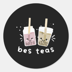 Bes Teas Besties Bubble Tea Kawaii Happy Boba Tea Runder Aufkleber