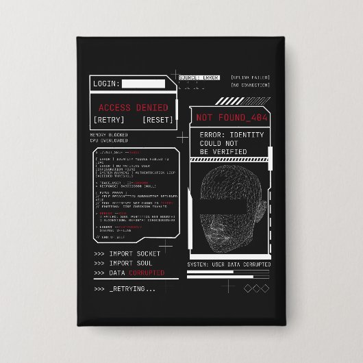 Beschädigt - Techno-Brutalist Streetwear Design Button (Vorderseite)