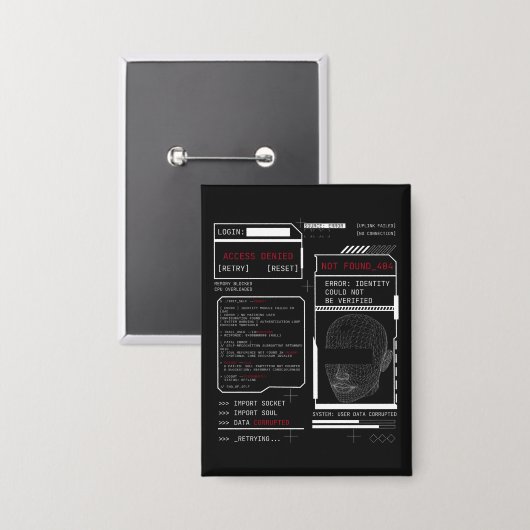 Beschädigt - Techno-Brutalist Streetwear Design Button (Vorderseite/Rückseite)