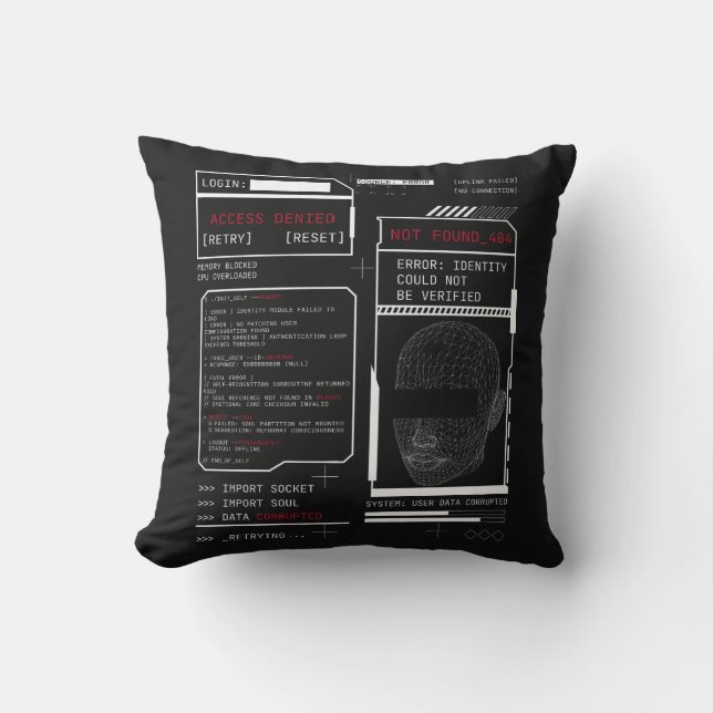 Beschädigt - Techno-Brutalist Streetwear Design Kissen (Vorderseite)