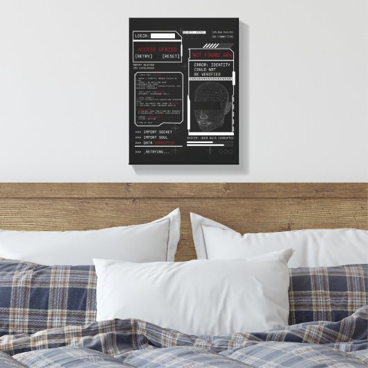 Beschädigt - Techno-Brutalist Streetwear Design Leinwanddruck (Insitu (Schlafzimmer))