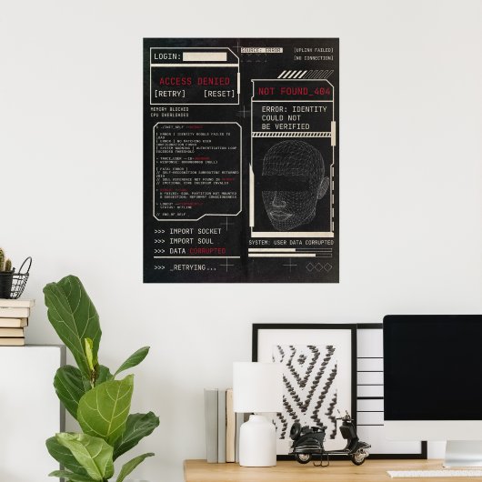 Beschädigt - Techno-Brutalist Streetwear Design Poster (Heimbüro)