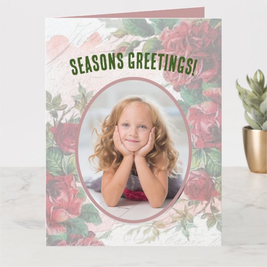 Beschädigte Rote Rosen, die auf Papier geschrieben Karte (Kleine Pflanze)