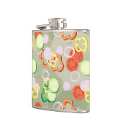 Beschaffenheit mit Scheiben des Gemüses Flachmann (Links)