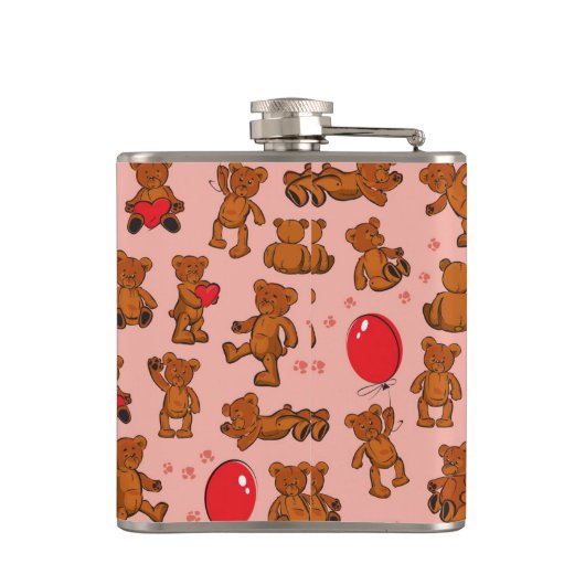 Beschaffenheit mit Teddybären, Herzen Flachmann (Rückseite)