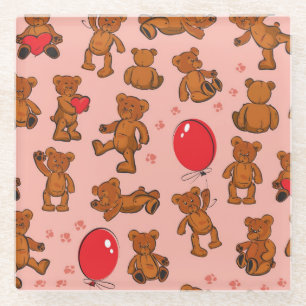 Beschaffenheit mit Teddybären, Herzen Glasuntersetzer