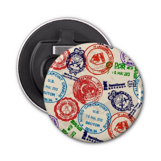 Beschaffenheit mit wirklichen Stempeln Flaschenöffner (Vorderseite)