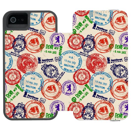 Beschaffenheit mit wirklichen Stempeln Incipio iPhone Geldbeutel-Hülle (Folio Geöffnet)