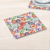 Beschaffenheit mit wirklichen Stempeln Rechteckiger Pappuntersetzer (angewinkelt)