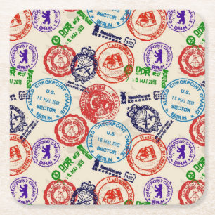 Beschaffenheit mit wirklichen Stempeln Rechteckiger Pappuntersetzer