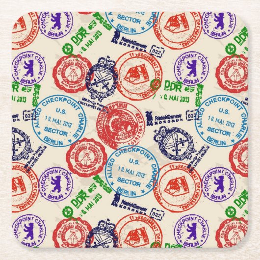 Beschaffenheit mit wirklichen Stempeln Rechteckiger Pappuntersetzer (Vorderseite)