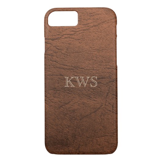 Beschaffenheits-Monogramm iPhone Browns ledernes Case-Mate iPhone Hülle (Rückseite)