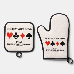 Beschäftige deinen Geist Spiel Doppeltes Bridge-Ka Ofenhandschuh & Topflappen-Set