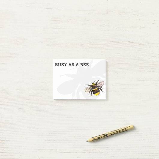 Beschäftigt als Bienen-realistisches Post-it Klebezettel (Auf Schreibtisch)