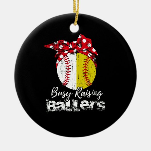 beschäftigt Baller Softball Baseball Keramik Ornament (Vorne)