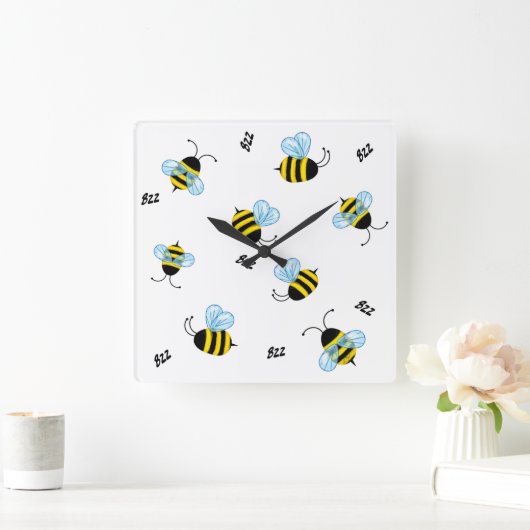 beschäftigt Buzzing Hummelbienen Honigbienen Quadratische Wanduhr (Zuhause)
