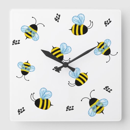 beschäftigt Buzzing Hummelbienen Honigbienen Quadratische Wanduhr (Vorderseite)