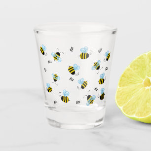 beschäftigt Buzzing Hummelbienen Honigbienen Schnapsglas
