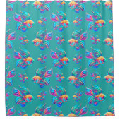beschäftigt Fish Cyan Duschvorhang (Vorderseite)