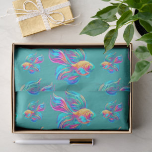 beschäftigt Fish Cyan Seidenpapier
