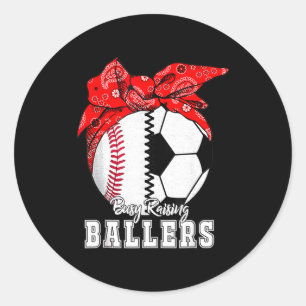 Beschäftigt mit der Erziehung von Ballern Baseball Runder Aufkleber