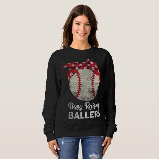 beschäftigt Raising Ballers Mama Funny Baseball Ba Sweatshirt (Vorne ganz)