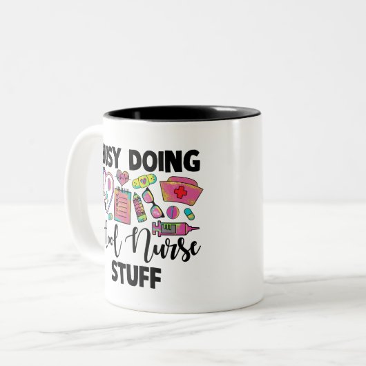 beschäftigt und macht Coole Tasse (Vorderseite Links)