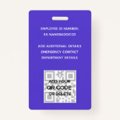 BESCHÄFTIGTE FOTO ABZEICHEN QR Code Barcode Kids M Ausweis (Rückseite)